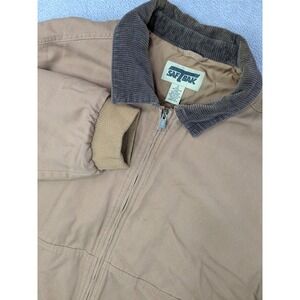 SafTBak Mens Size XL Tan Corduroy Collar Canvas Duck Quilted Lined Work Jacket